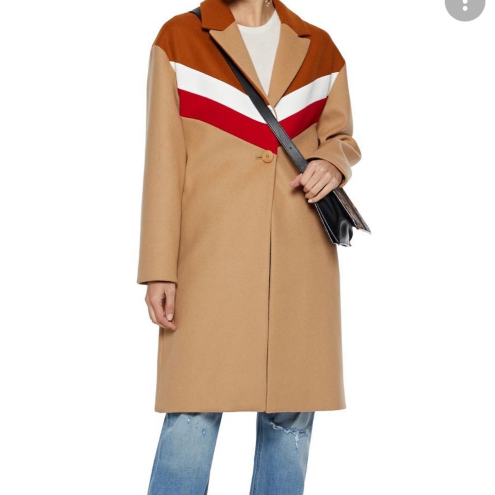 🔥Maje  Gorel Contrast-panel Wool And Cashmere-blend Coat size 36 or 4-6 US👍